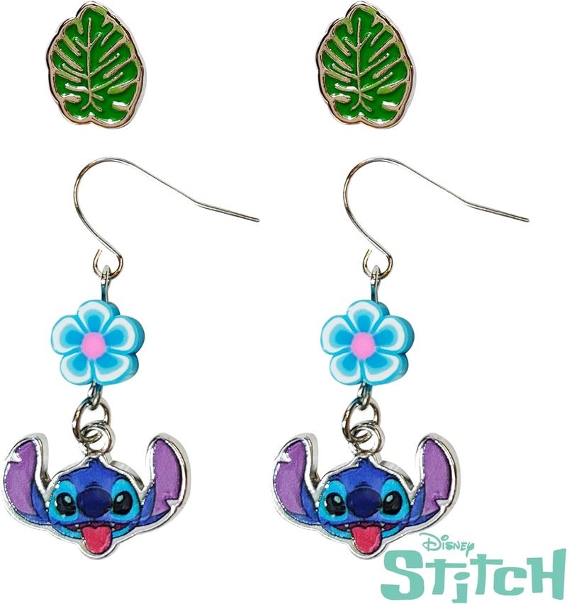 Luv Her Stitch Hypoallergenic Earrings for Girls, Stud & Fishhook Drop Sets with Charms, One Size Fits All, Stitch Jewelry, Disney Accessories, Ages 4+ - Image 2